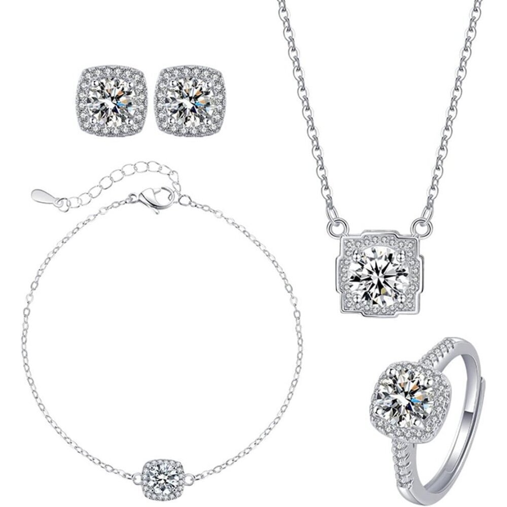 4pcs Cubic Zirconia Wedding Jewelry Sets for Bride Bridesmaid Cubic Zirconia Pen